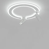 Modern Circle LED Flush Mount Ceiling Light with Rotatable Spotlight White Iron Acrylic