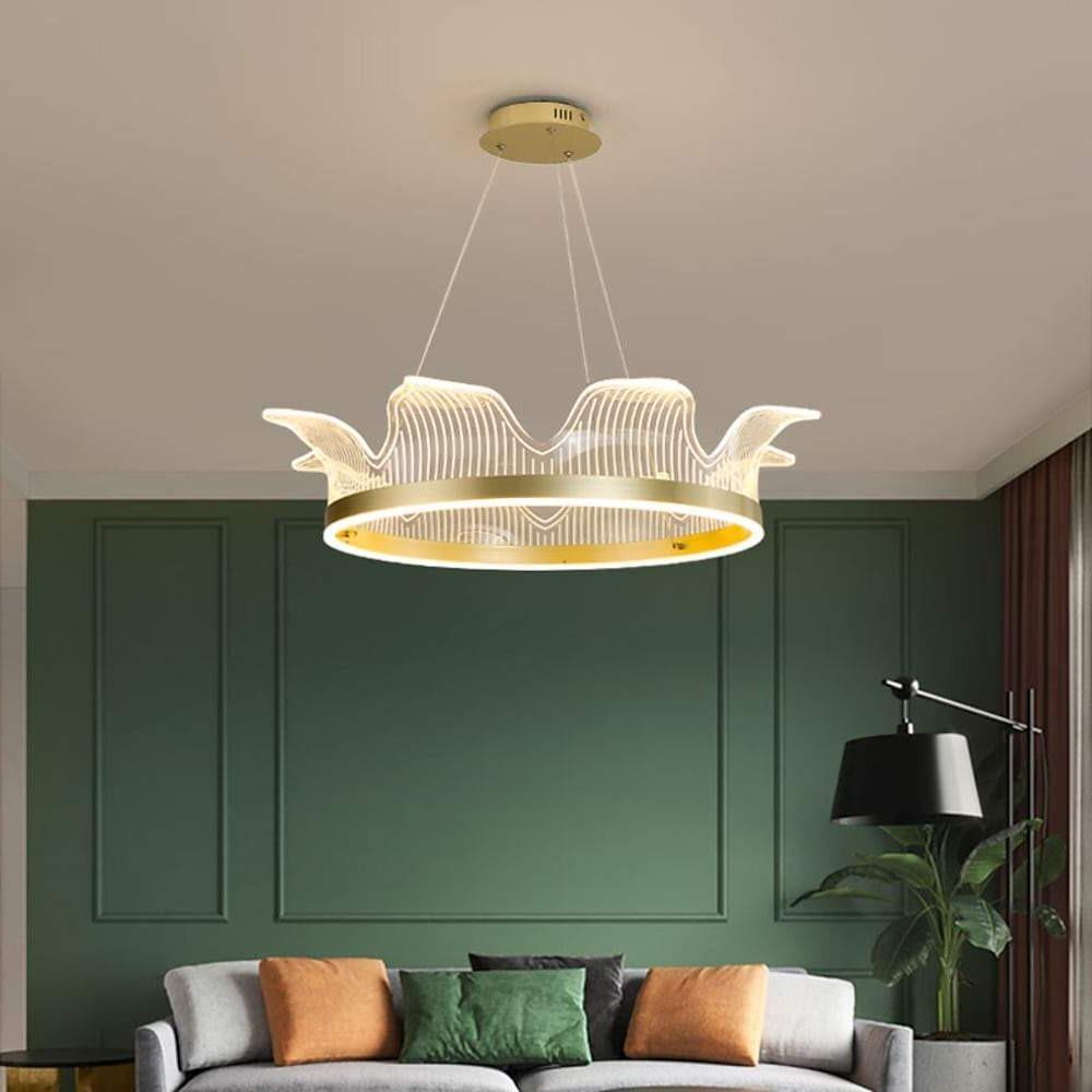 Modern Circle LED Pendant Light Nordic Electroplated Metal and Acrylic Ceiling Hanging Lamp