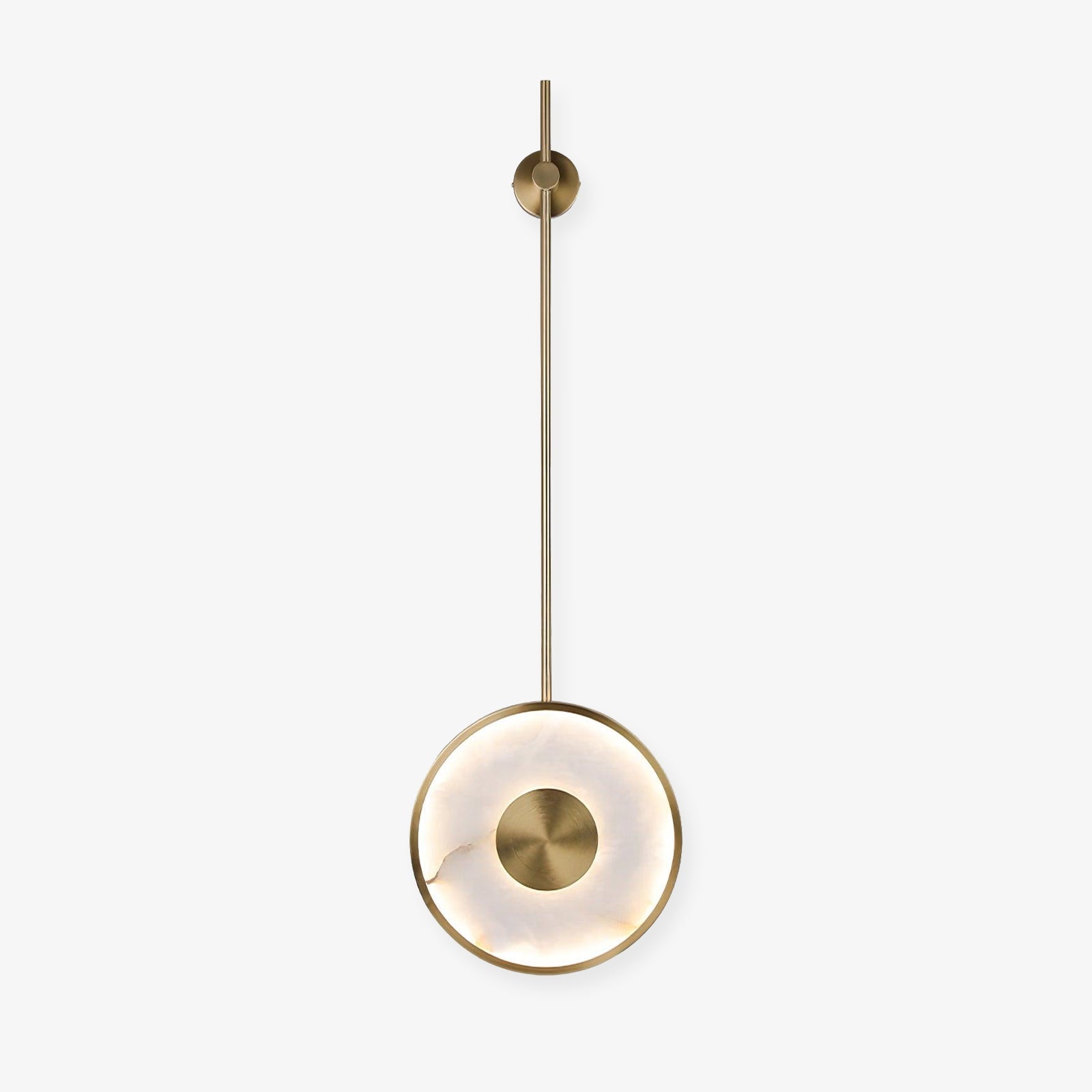 Modern Circular Alabaster Wall Sconce Brass LED Lighting for Living Room and Bedroom