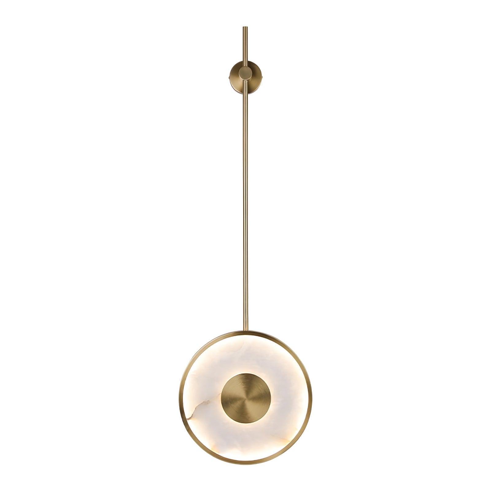 Modern Circular Alabaster Wall Sconce Brass LED Lighting for Living Room and Bedroom