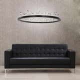 Modern Circular Crystal LED Pendant Light Adjustable Black Ring Chandelier for Dining Room