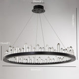 Modern Circular Crystal LED Pendant Light Adjustable Black Ring Chandelier for Dining Room