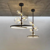 Modern Circular Glass Globe LED Flush Mount Ceiling Light in Matte Black Finish