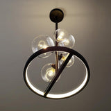Modern Circular Glass Globe LED Flush Mount Ceiling Light in Matte Black Finish