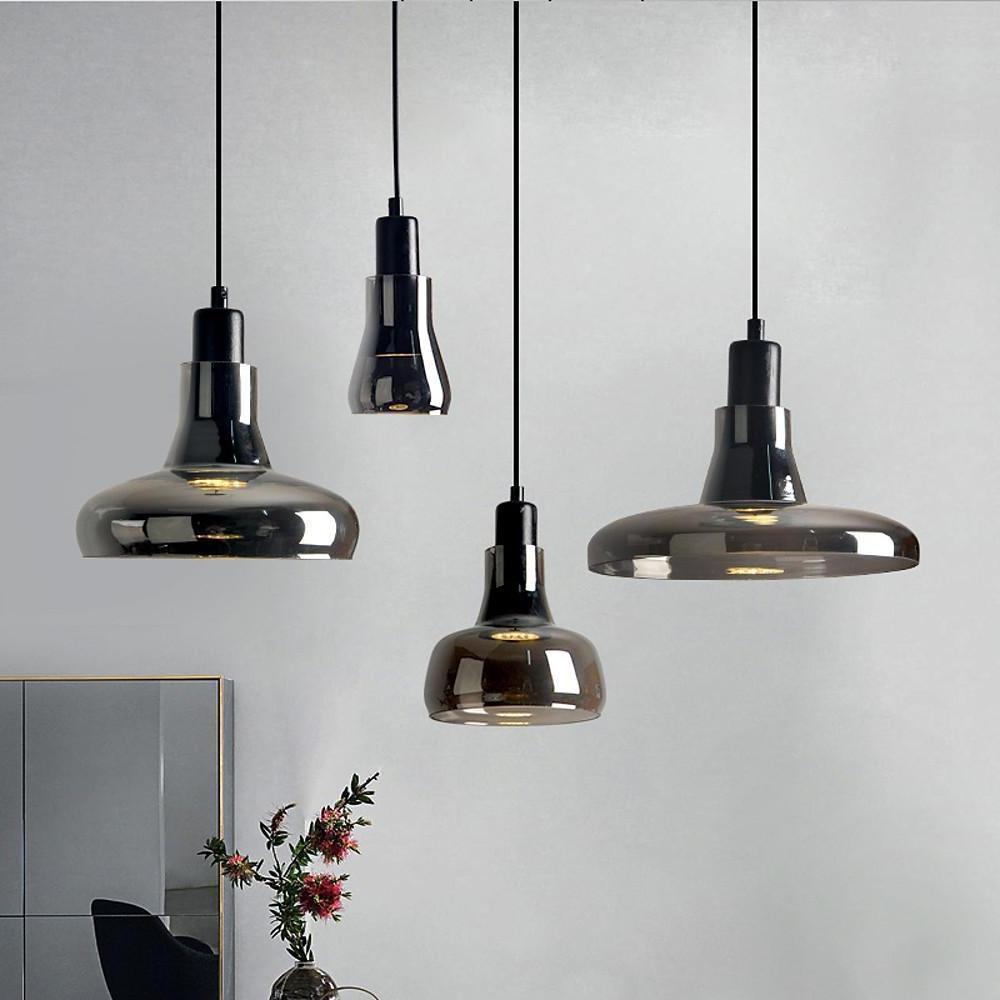 Modern Circular Glass Pendant Light Nordic LED Hanging Ceiling Fixture for Dining Room