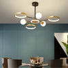 Modern Circular LED Ceiling Chandelier Gold Rings Pendant Light for Living Room Bedroom