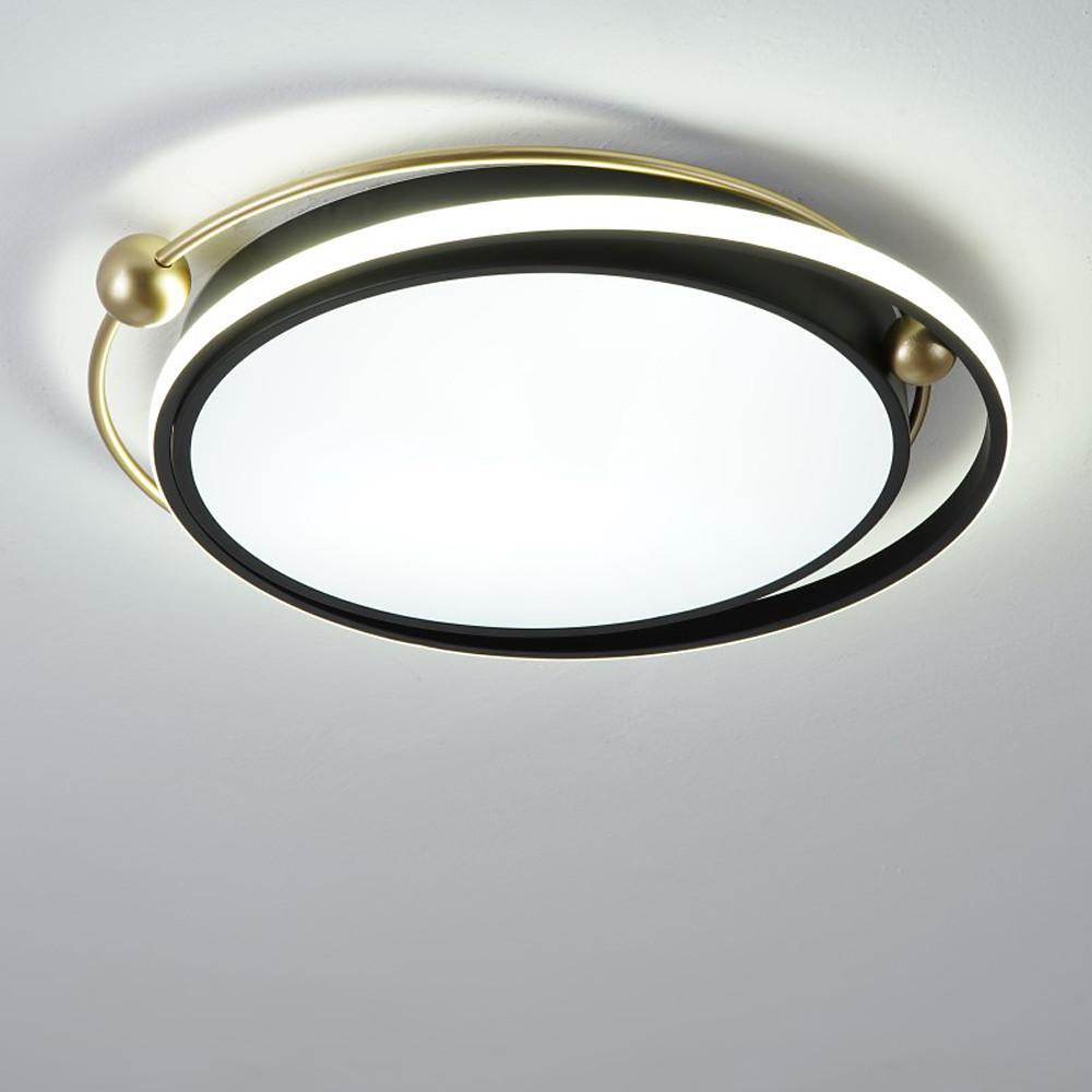 Modern Circular LED Ceiling Light Dimmable Black Flush Mount Fixture for Bedroom and Living Room