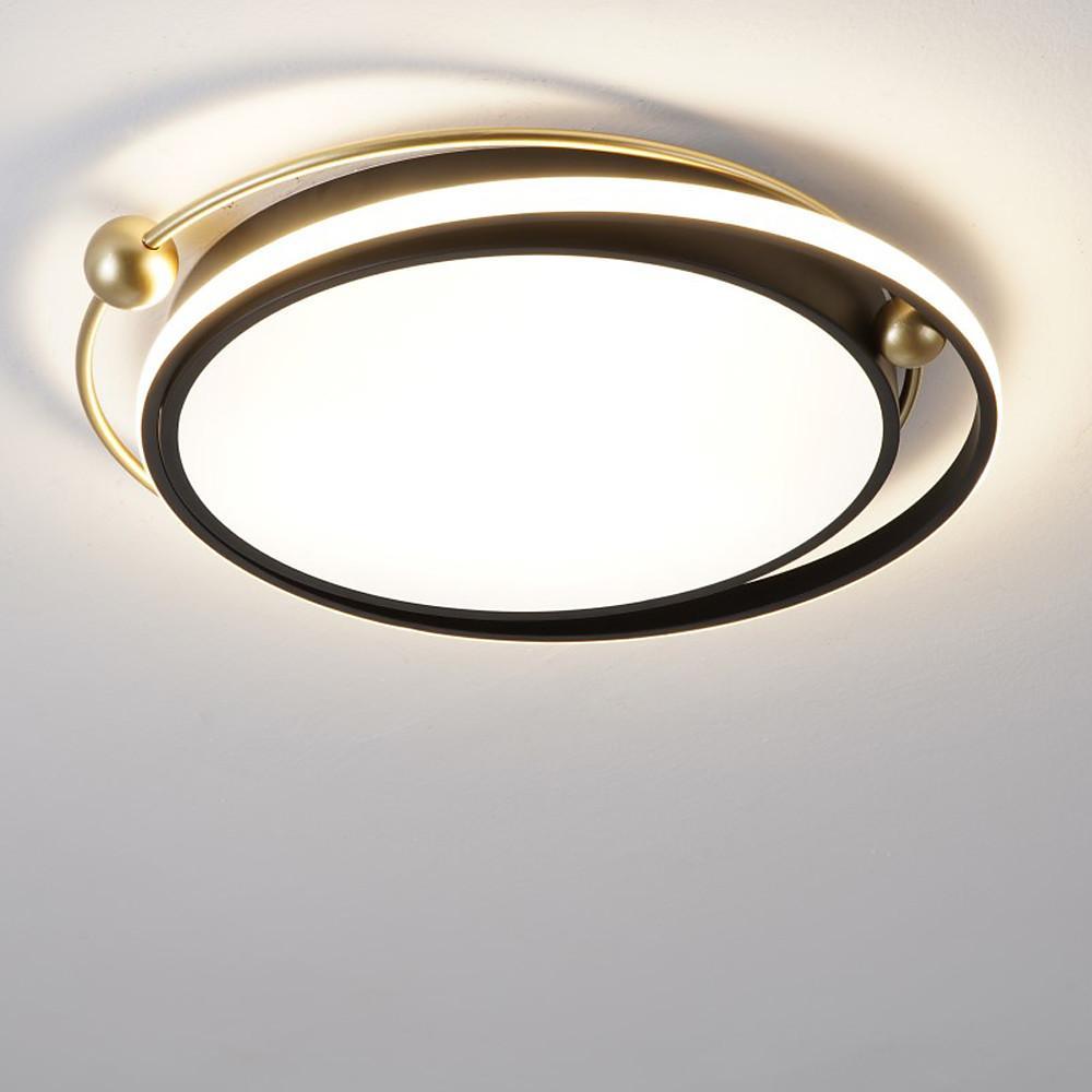 Modern Circular LED Ceiling Light Dimmable Black Flush Mount Fixture for Bedroom and Living Room