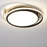 Modern Circular LED Ceiling Light Dimmable Black Flush Mount Fixture for Bedroom and Living Room