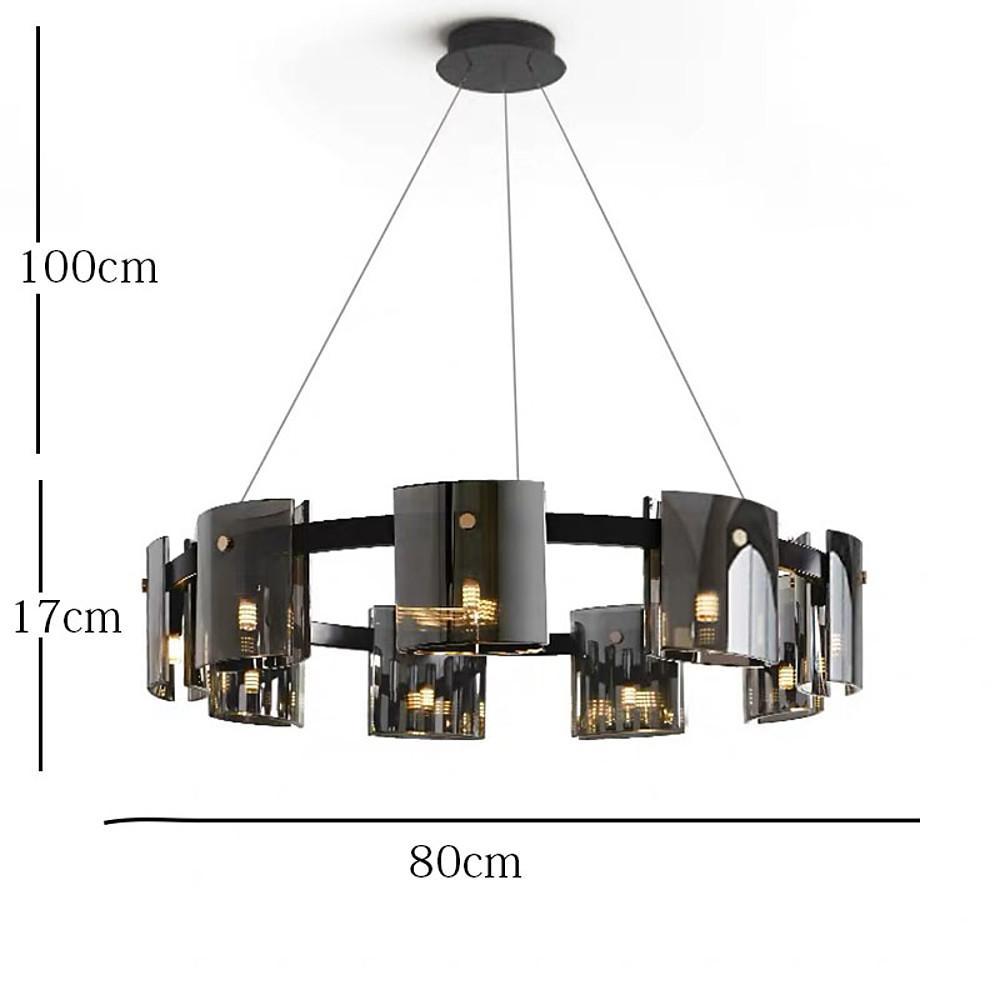 Modern Circular LED Chandelier 9 Light Electroplated Metal and Acrylic Pendant Lighting for Dining Room