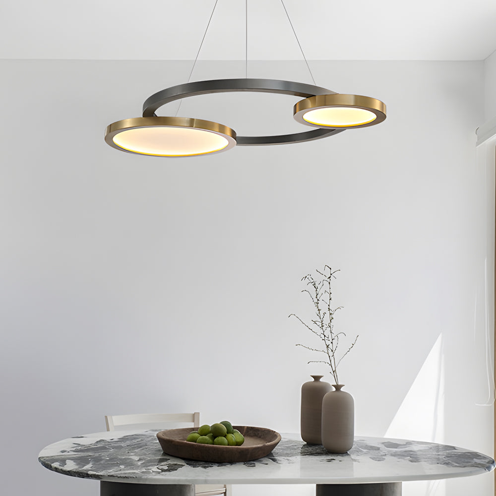 Modern Circular LED Chandelier Multi Ring Suspension Lighting in Titanium Gold and Black Finish
