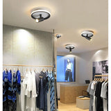 Modern Circular LED Flush Mount Ceiling Light with Adjustable Focus Accent Spotlight