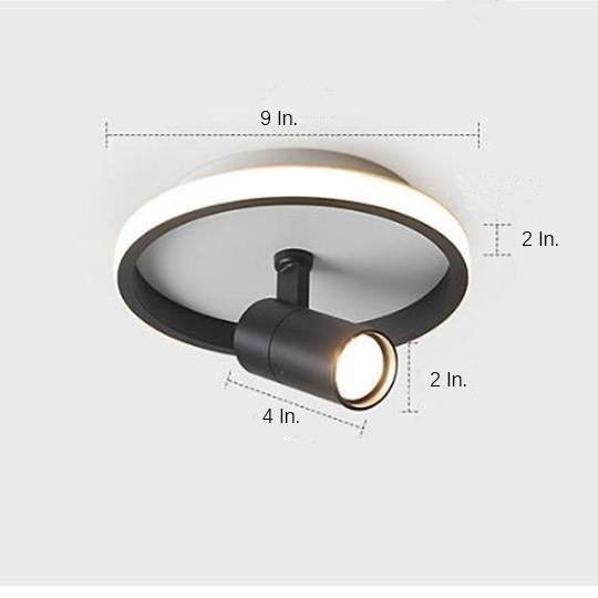 Modern Circular LED Flush Mount Ceiling Light with Adjustable Focus Accent Spotlight