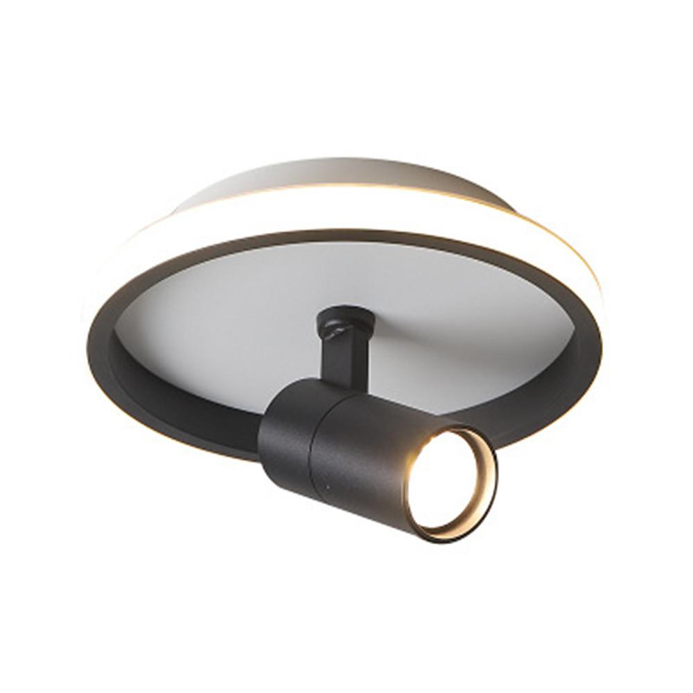 Modern Circular LED Flush Mount Ceiling Light with Adjustable Focus Accent Spotlight