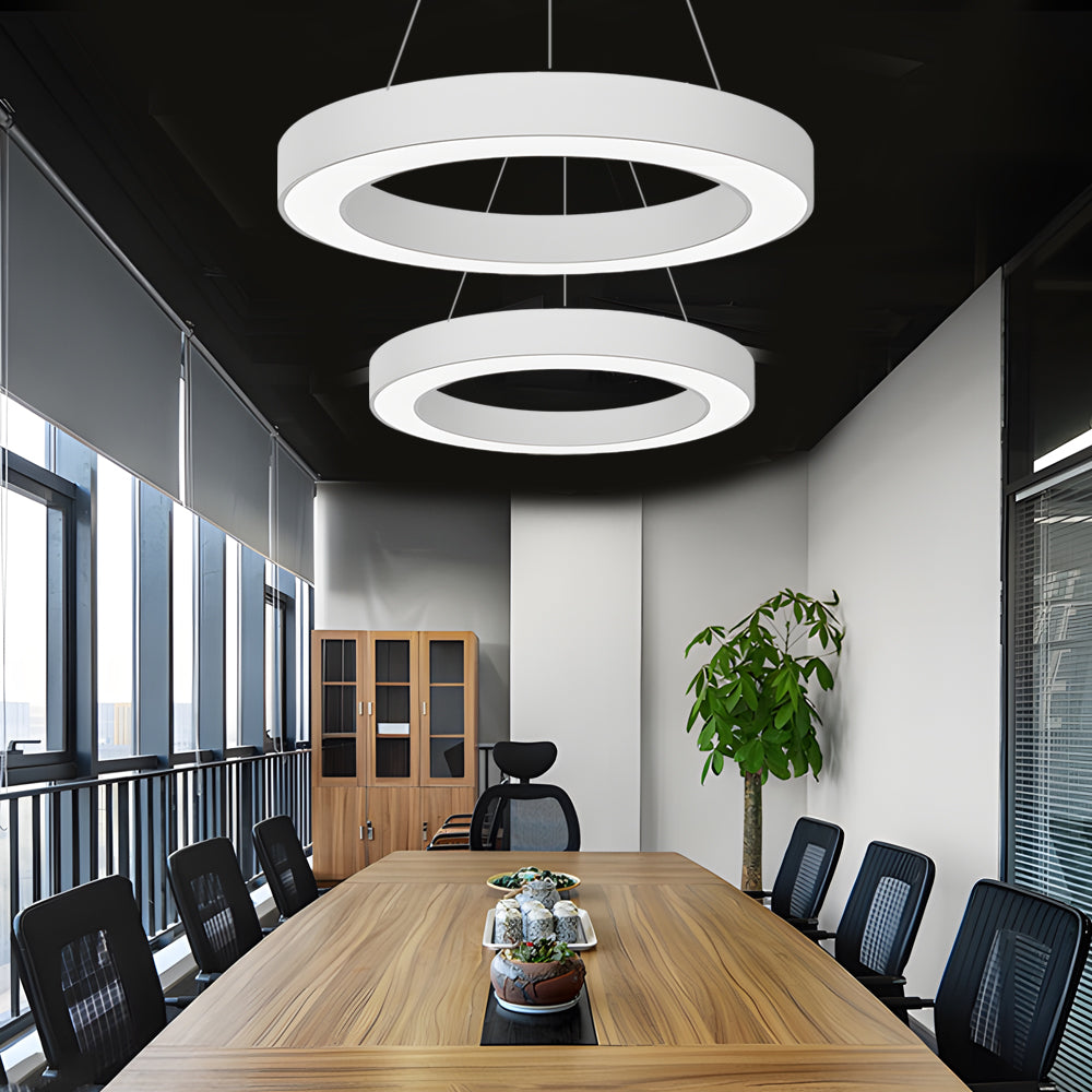Modern Circular LED Hanging Profile Light Suspended Ring Pendant for Gym Office Spaces