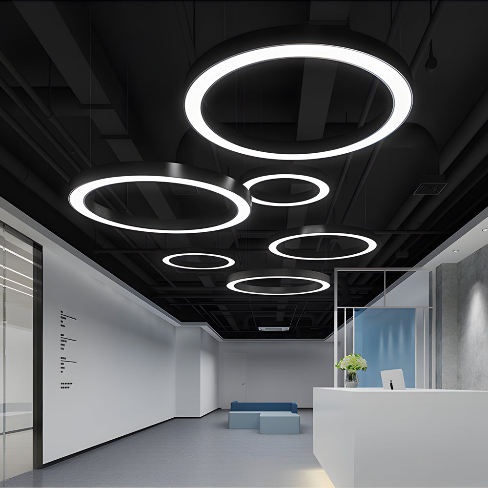 Modern Circular LED Hanging Profile Light Suspended Ring Pendant for Gym Office Spaces