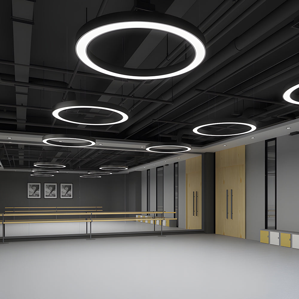 Modern Circular LED Hanging Profile Light Suspended Ring Pendant for Gym Office Spaces