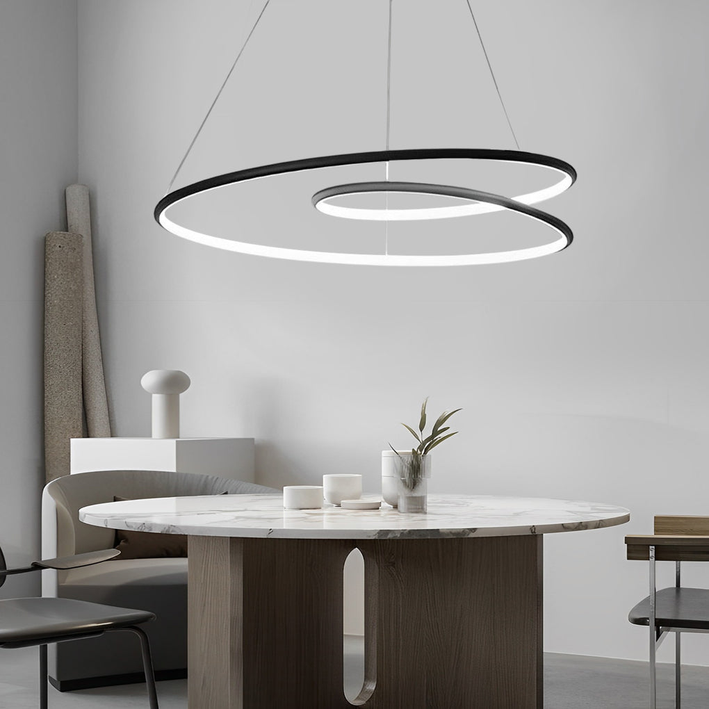 Modern Circular LED Pendant Light Nordic Chandelier with Stepless Dimming and Color Temperature Control
