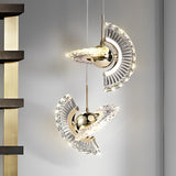 Modern Circular LED Pendant Light with Textured Anodized Acrylic Shade for Living Room