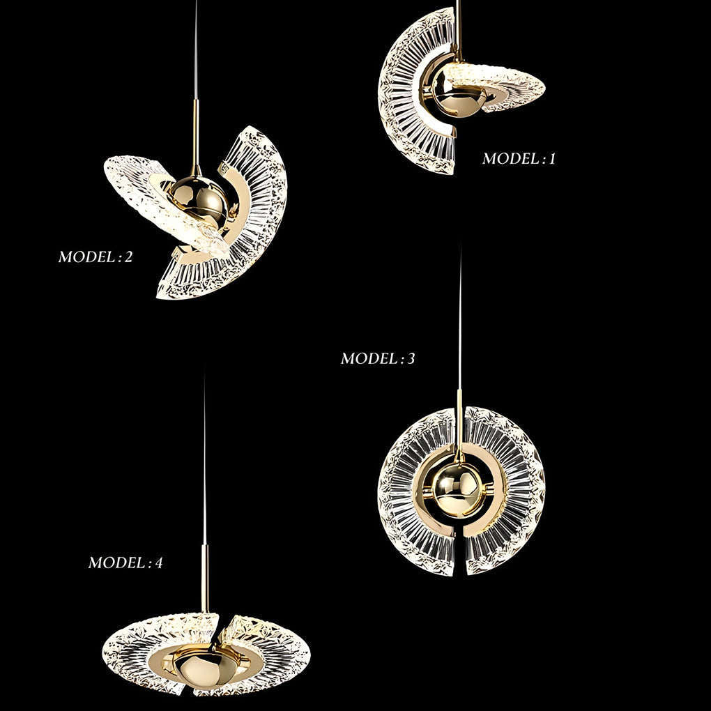 Modern Circular LED Pendant Light with Textured Anodized Acrylic Shade for Living Room