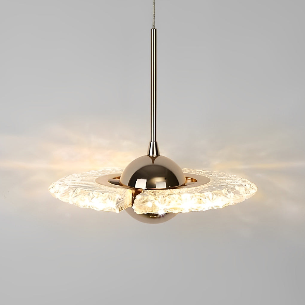 Modern Circular LED Pendant Light with Textured Anodized Acrylic Shade for Living Room