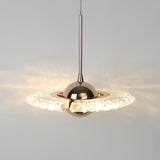 Modern Circular LED Pendant Light with Textured Anodized Acrylic Shade for Living Room