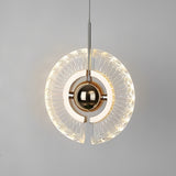 Modern Circular LED Pendant Light with Textured Anodized Acrylic Shade for Living Room