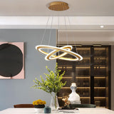 Modern Circular LED Ring Chandelier 2 Light Nordic Pendant Ceiling Fixture for Dining Living Room