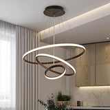 Modern Circular LED Ring Chandelier Acrylic Aluminum Adjustable Pendant Light for Living Room