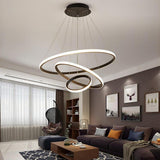 Modern Circular LED Ring Chandelier Acrylic Aluminum Adjustable Pendant Light for Living Room