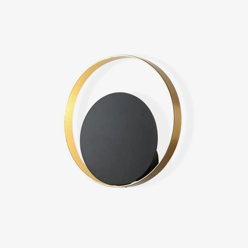 Modern Circular Metal Wall Sconce Brass and Black Finish Minimalist Indirect Lighting for Living Room