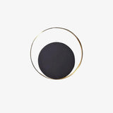 Modern Circular Metal Wall Sconce Brass and Black Finish Minimalist Indirect Lighting for Living Room