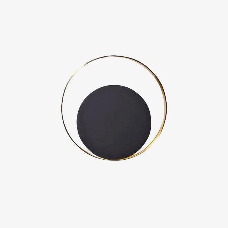 Modern Circular Metal Wall Sconce Brass and Black Finish Minimalist Indirect Lighting for Living Room