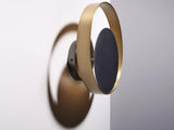Modern Circular Metal Wall Sconce Brass and Black Finish Minimalist Indirect Lighting for Living Room