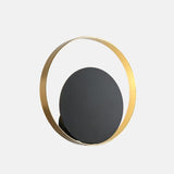 Modern Circular Metal Wall Sconce Brass and Black Finish Minimalist Indirect Lighting for Living Room