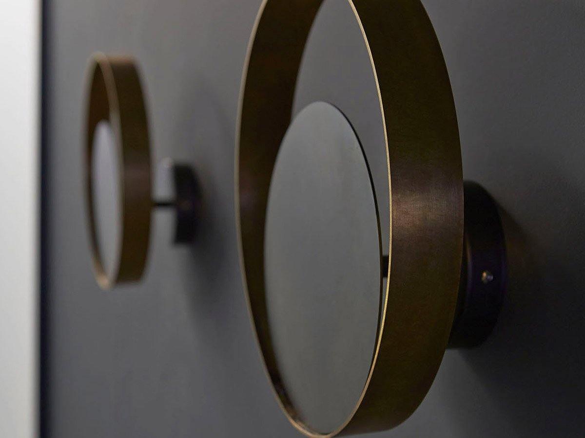 Modern Circular Metal Wall Sconce Brass and Black Finish Minimalist Indirect Lighting for Living Room