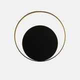 Modern Circular Metal Wall Sconce Brass and Black Finish Minimalist Indirect Lighting for Living Room