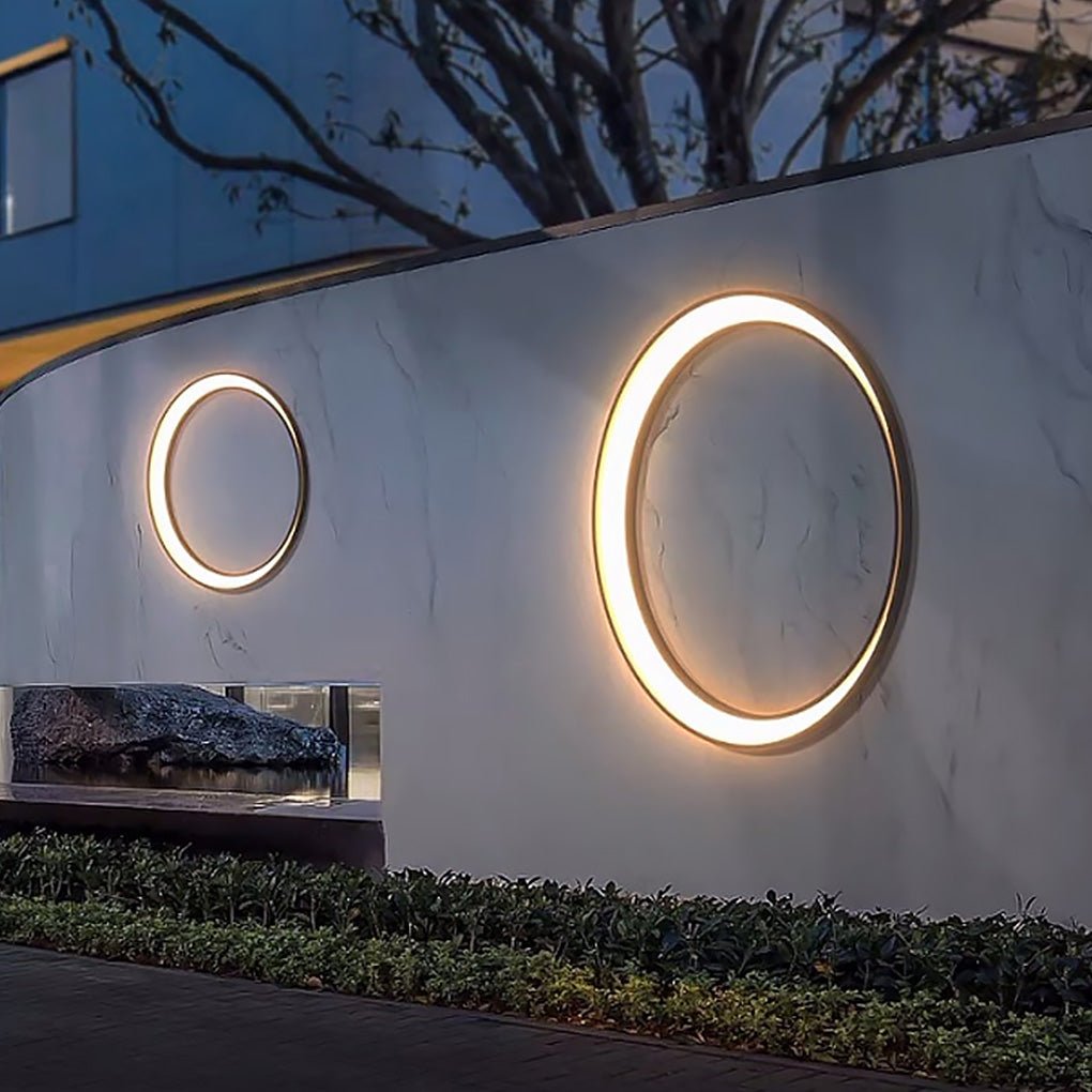 Modern Circular Moon LED Outdoor Wall Lamp Waterproof IP65 Exterior Porch Garden Sconce