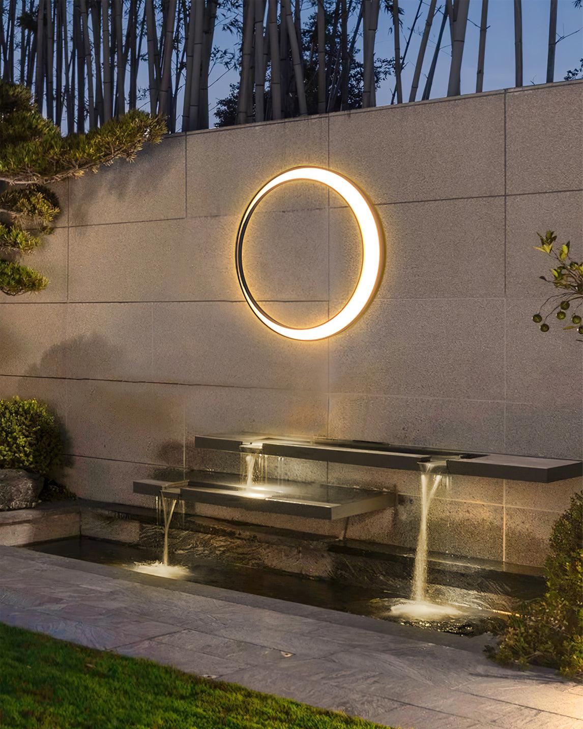 Modern Circular Moon Outdoor LED Wall Light IP65 Waterproof Exterior Sconce for Garden and Villa