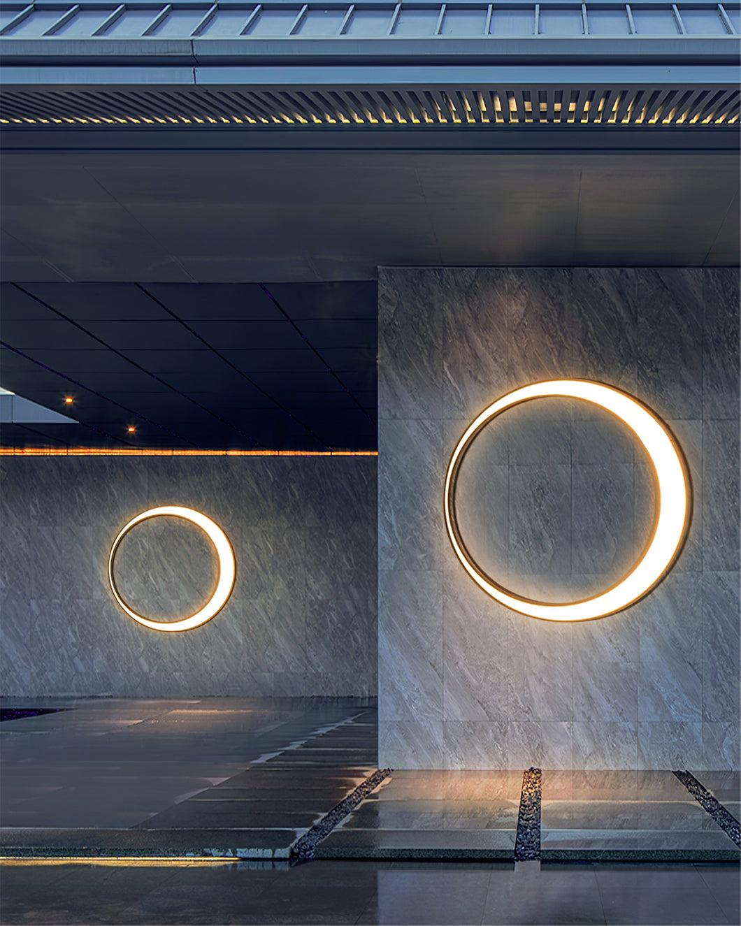 Modern Circular Moon Outdoor LED Wall Light IP65 Waterproof Exterior Sconce for Garden and Villa