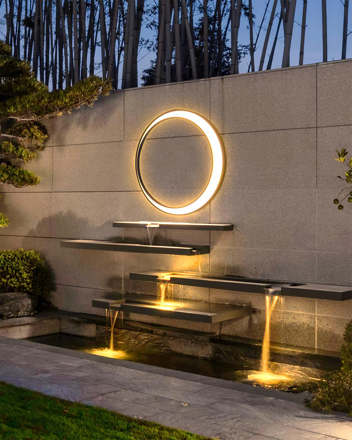 Modern Circular Moon Outdoor LED Wall Light IP65 Waterproof Exterior Sconce for Garden and Villa