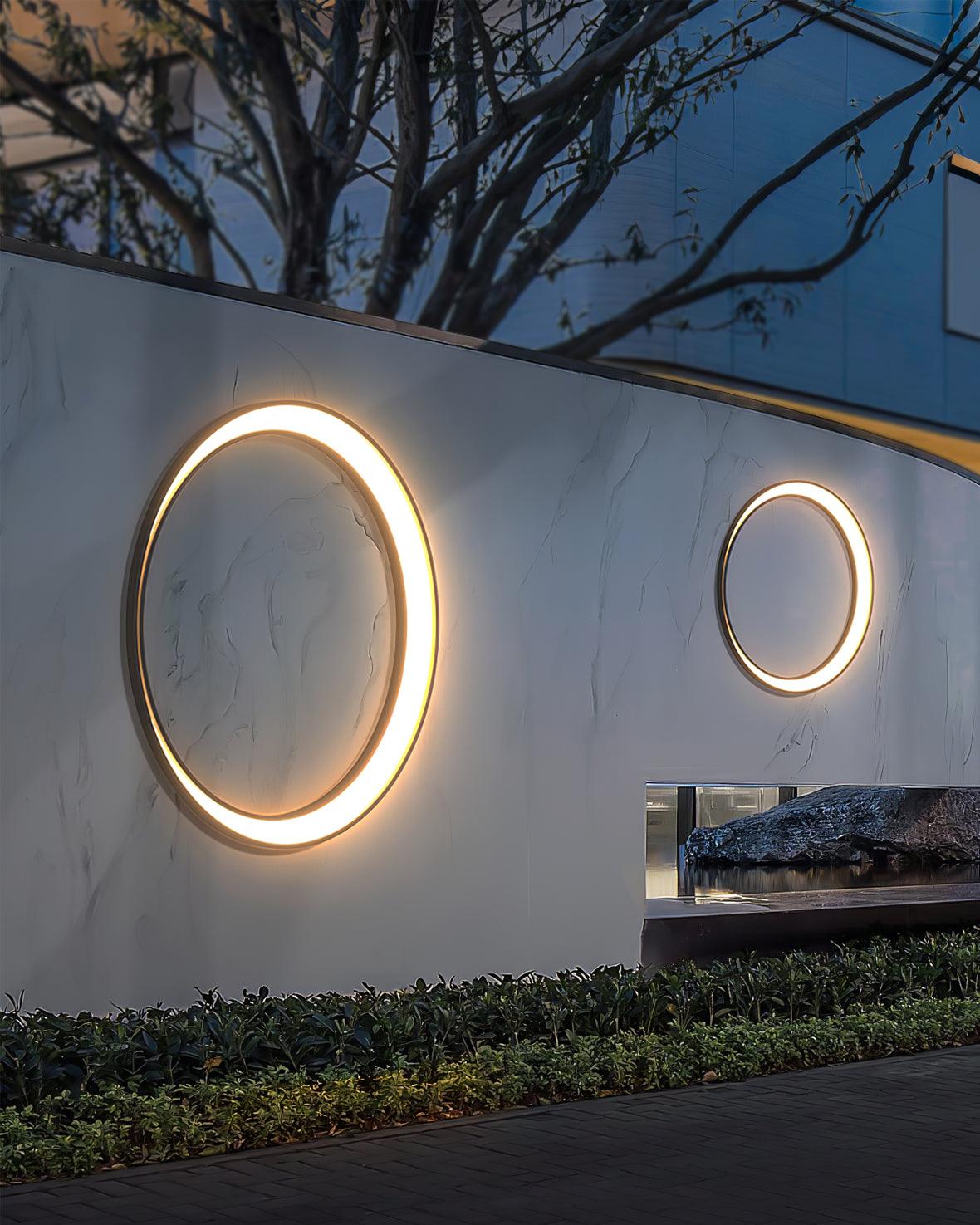 Modern Circular Moon Outdoor LED Wall Light IP65 Waterproof Exterior Sconce for Garden and Villa