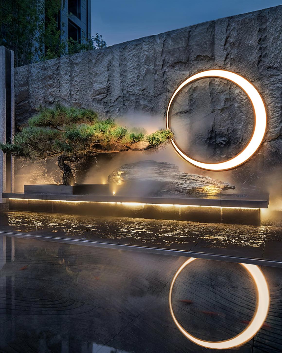 Modern Circular Moon Outdoor LED Wall Light IP65 Waterproof Exterior Sconce for Garden and Villa
