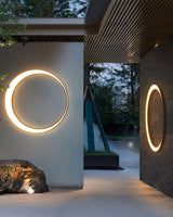 Modern Circular Moon Outdoor LED Wall Light IP65 Waterproof Exterior Sconce for Garden and Villa
