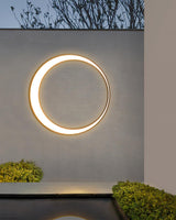 Modern Circular Moon Outdoor LED Wall Light IP65 Waterproof Exterior Sconce for Garden and Villa