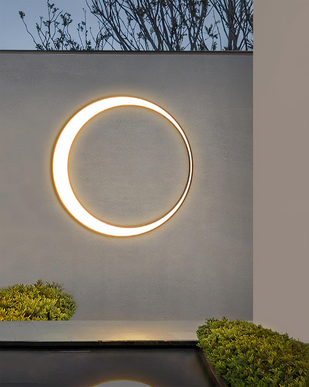Modern Circular Moon Outdoor LED Wall Light IP65 Waterproof Exterior Sconce for Garden and Villa