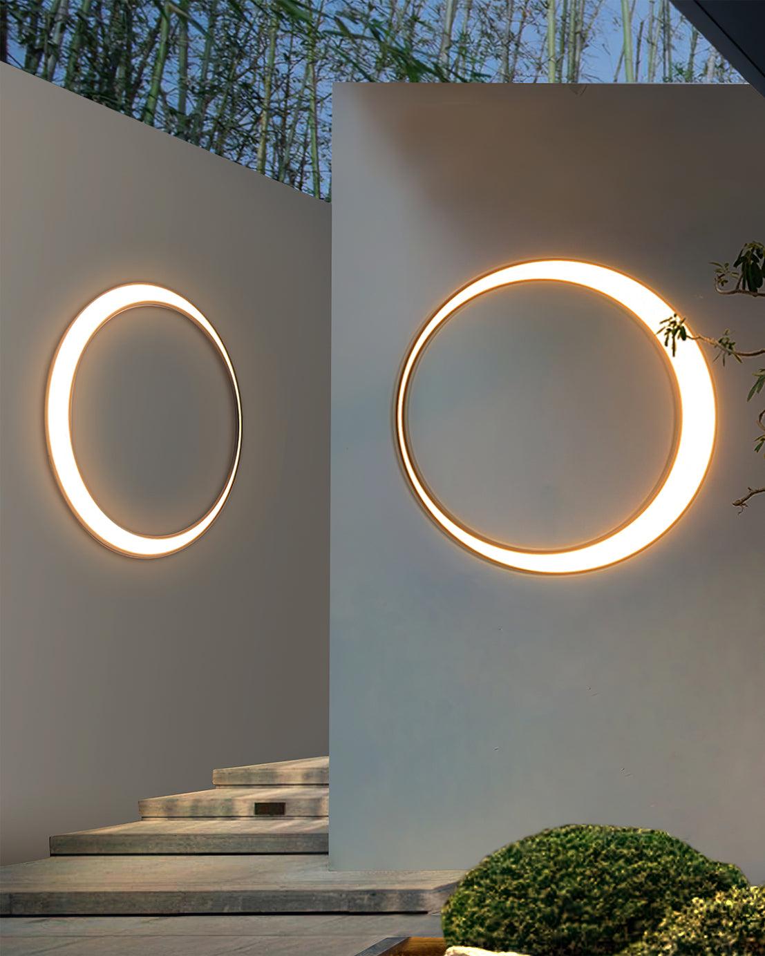 Modern Circular Moon Outdoor LED Wall Light IP65 Waterproof Exterior Sconce for Garden and Villa