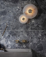 Modern Circular Natural Alabaster LED Wall Lamp Fixture for Elegant Indoor Lighting