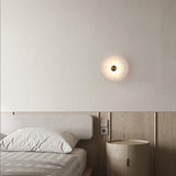 Modern Circular Natural Alabaster LED Wall Lamp Fixture for Elegant Indoor Lighting