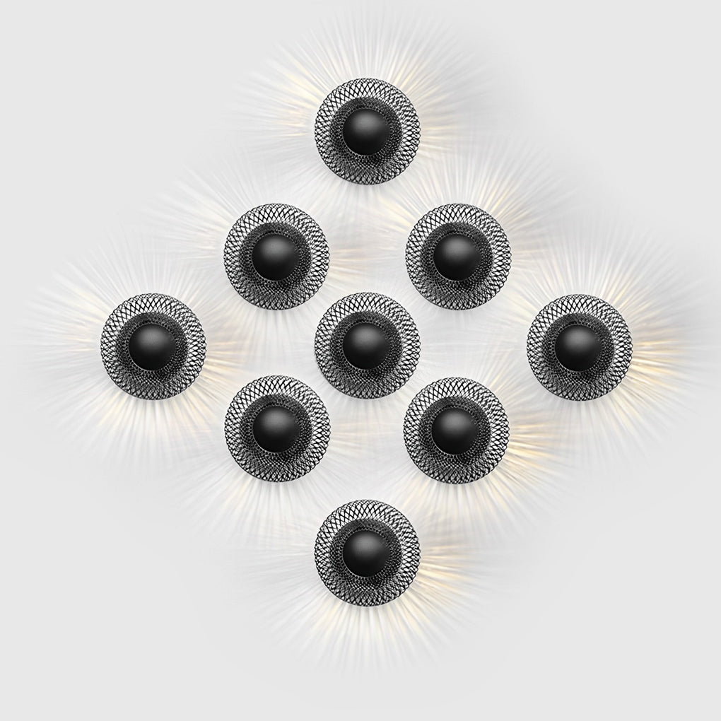 Modern Circular Nest Grid LED Wall Sconce Artistic Iron Indoor Lighting Fixture for Hallways